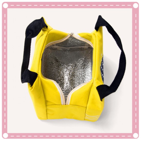 小號手提拉鍊戶外保溫保冷便當袋 小魚圖案牛津布保溫袋