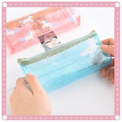 小清新創意PU獨角獸筆袋 簡約大容量文具袋 鉛筆盒