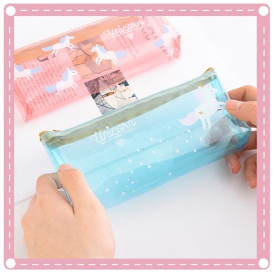 小清新創意PU獨角獸筆袋 簡約大容量文具袋 鉛筆盒