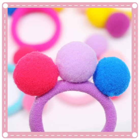 可愛毛球髮圈 馬尾包頭必備髮飾