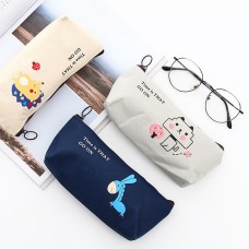 創意可愛簡約動物帆布筆袋 大容量文具袋 鉛筆盒