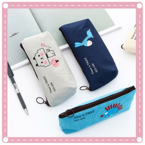 創意可愛簡約動物帆布筆袋 大容量文具袋 鉛筆盒