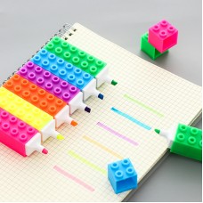 創意積木造型螢光筆 彩色記號筆 標記重點螢光筆