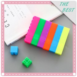 創意積木造型螢光筆 彩色記號筆 標記重點螢光筆