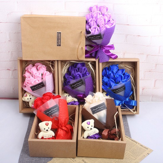 玫瑰花香皂花束小熊禮盒 玫瑰花 情人節必備 母親節必備 畢業季