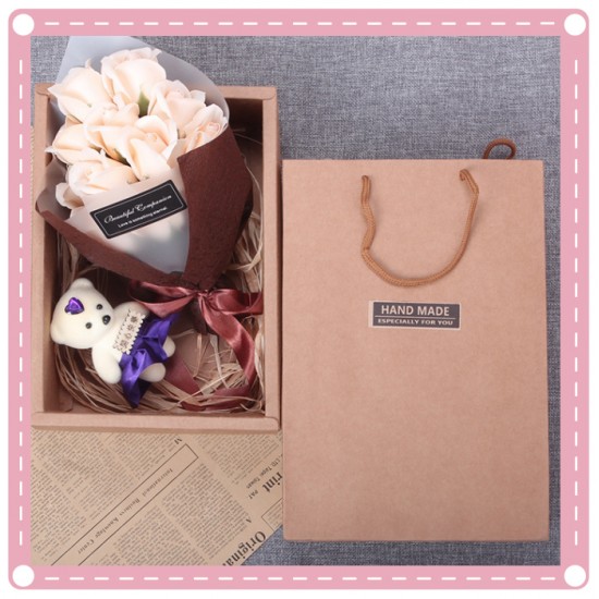 玫瑰花香皂花束小熊禮盒 玫瑰花 情人節必備 母親節必備 畢業季