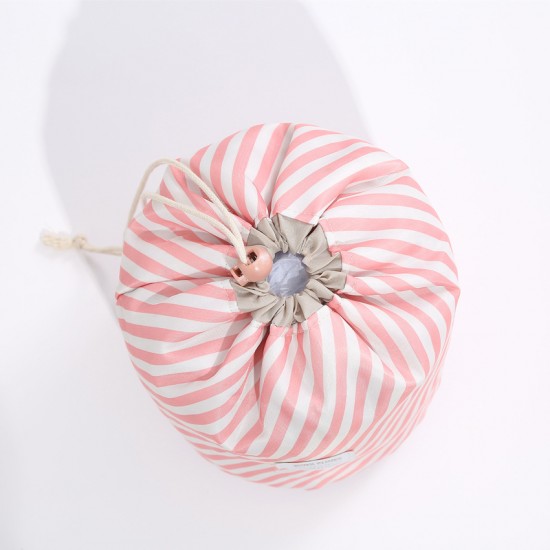 創意牛津布旅行圓筒收納包 花色抽繩化妝包 收納袋 化妝品收納包