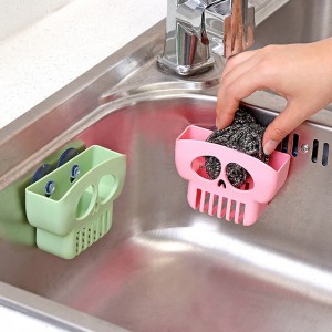 創意吸盤骷髏造型瀝水架 海綿肥皂置物架 廚房水槽多功能收納架