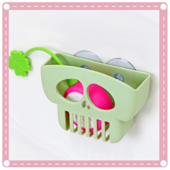 創意吸盤骷髏造型瀝水架 海綿肥皂置物架 廚房水槽多功能收納架
