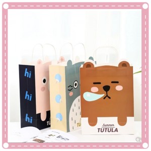 可愛動物圖案手提紙袋 卡通小熊禮品袋 送禮必備小紙袋