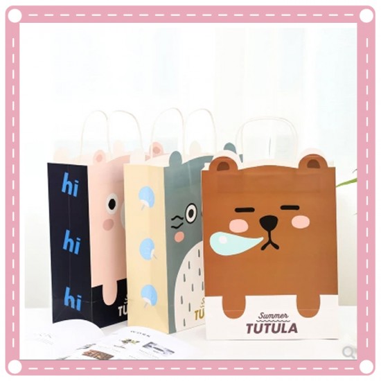 可愛動物圖案手提紙袋 卡通小熊禮品袋 送禮必備小紙袋