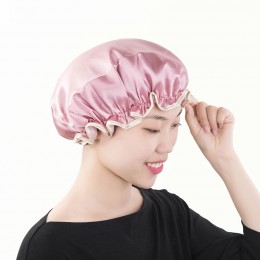 花邊雙層防水浴帽 洗澡必備 廚房必備防油煙帽 浴帽 帽子