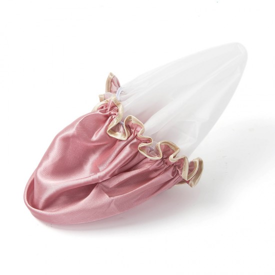 花邊雙層防水浴帽 洗澡必備 廚房必備防油煙帽 浴帽 帽子