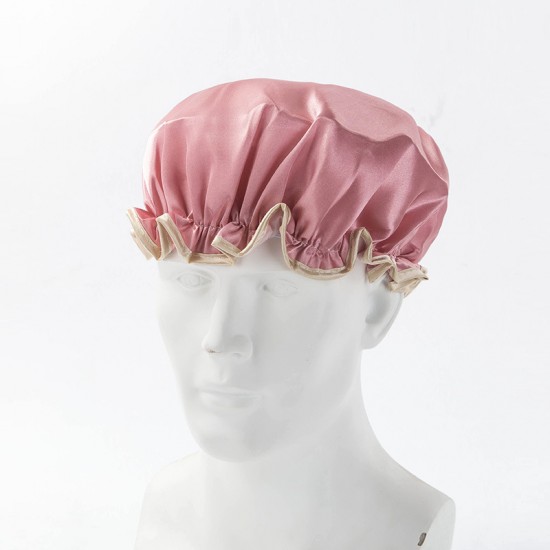 花邊雙層防水浴帽 洗澡必備 廚房必備防油煙帽 浴帽 帽子