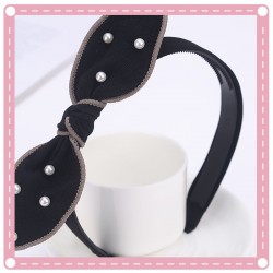 簡約寬版個性百搭珍珠蝴蝶結髮箍 可愛甜美髮飾