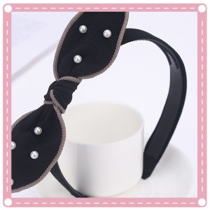 簡約寬版個性百搭珍珠蝴蝶結髮箍 可愛甜美髮飾