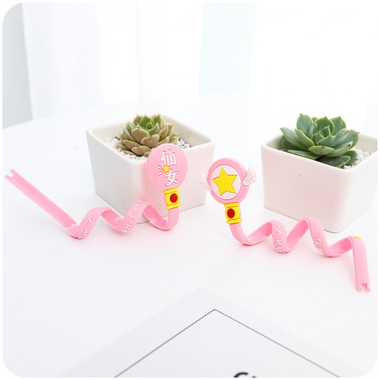 可愛長條粉色少女集線器 耳機收納繞線器 充電線整理收納繞線器