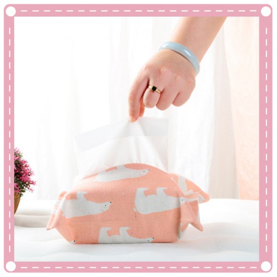 棉麻布藝抽取式衛生紙收納袋 創意可愛動物紙巾套 紙巾盒 面紙套