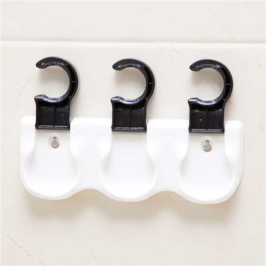 創意多功能收納三連掛勾 雨傘拖把收納架 掃除用品收納掛架 日用品置物架