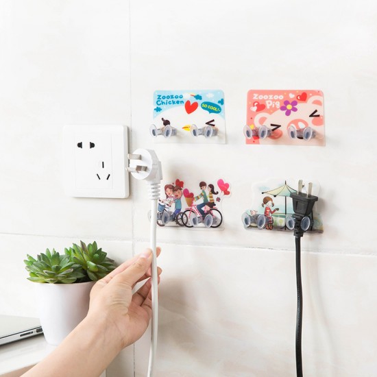 創意卡通電源線收納掛勾 插頭收納架 無痕掛勾