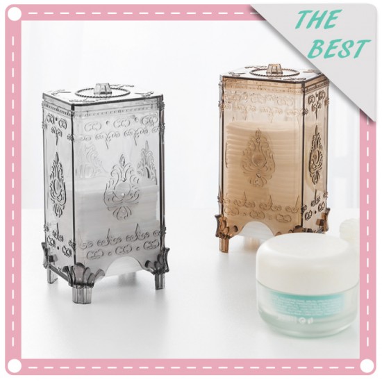 創意歐式化妝棉收納盒 時尚透明桌面化妝棉盒
