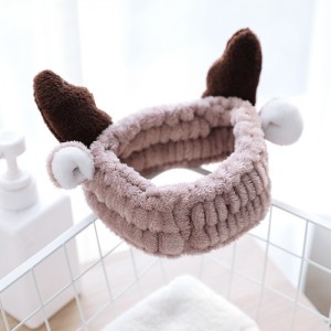 可愛鹿角造型洗臉束髮帶 敷面膜必備髮帶 超可愛髮箍 化妝必備 洗澡頭巾