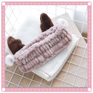 可愛鹿角造型洗臉束髮帶 敷面膜必備髮帶 超可愛髮箍 化妝必備 洗澡頭巾