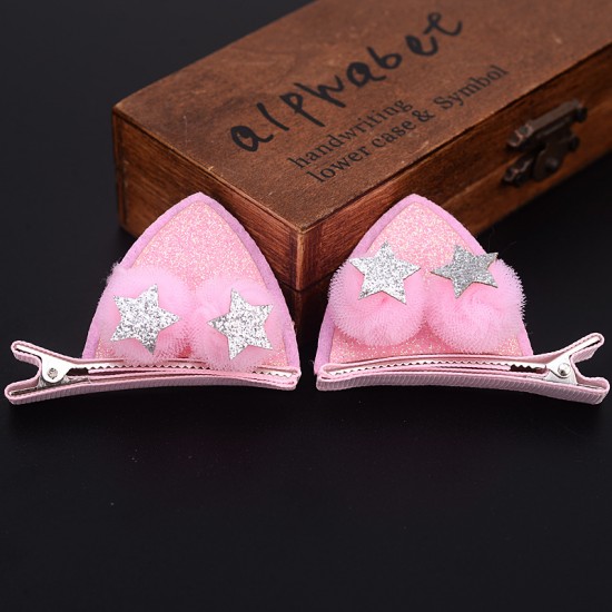 萬聖節必備 雙層立體貓耳朵髮夾 超萌可愛兒童鴨夾 髮飾 頭飾(1對)