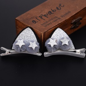 萬聖節必備 雙層立體貓耳朵髮夾 超萌可愛兒童鴨夾 髮飾 頭飾(1對)