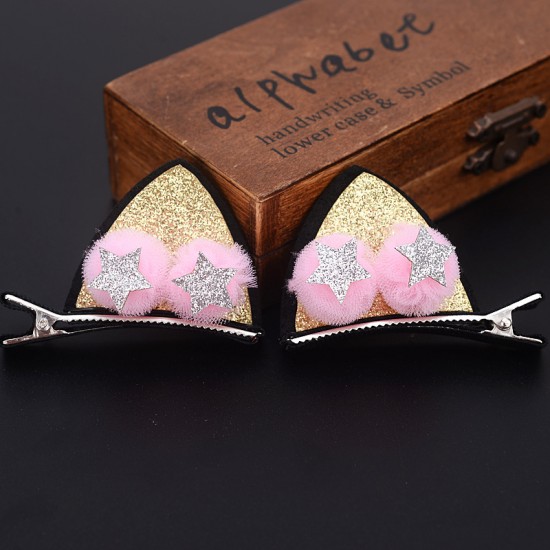 萬聖節必備 雙層立體貓耳朵髮夾 超萌可愛兒童鴨夾 髮飾 頭飾(1對)