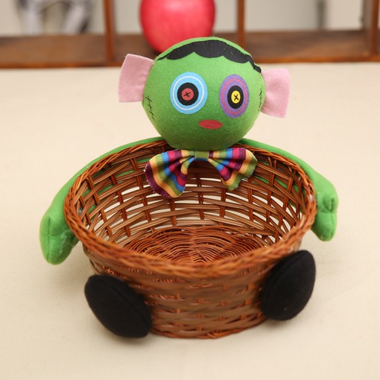 萬聖節必備 派對裝飾手工編織籃 立體娃娃糖果餅乾籃