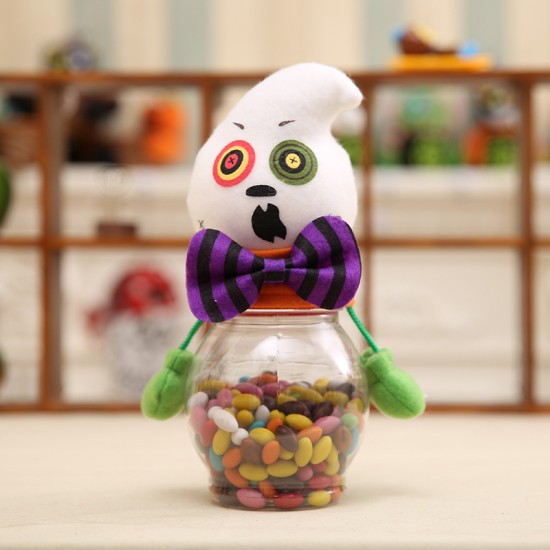 萬聖節必備 裝飾透明糖果罐 南瓜黑貓立體造型糖果盒 禮物罐