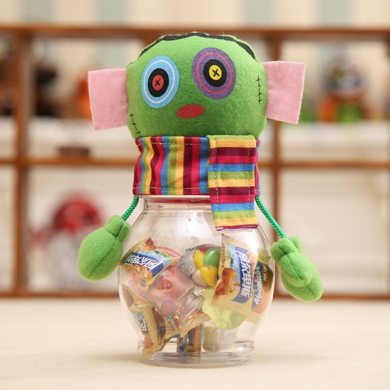 萬聖節必備 裝飾透明糖果罐 南瓜黑貓立體造型糖果盒 禮物罐