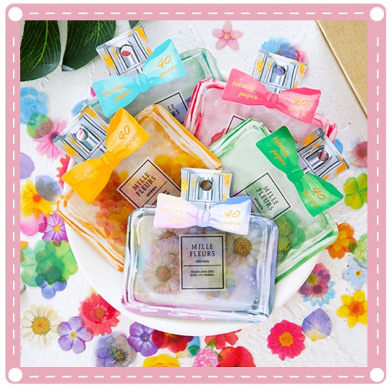創意蝴蝶結花瓣貼紙 香水瓶造型雛菊花瓣裝飾貼紙 手賬貼紙