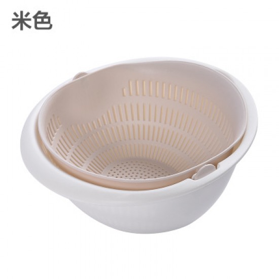 創意雙層塑膠瀝水籃 廚房必備多用途濾水籃 洗米洗菜洗水果必備