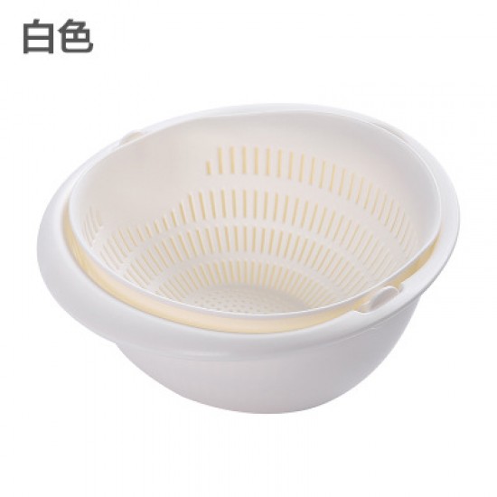 創意雙層塑膠瀝水籃 廚房必備多用途濾水籃 洗米洗菜洗水果必備