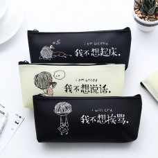 創意搞笑文字筆袋 矽膠鉛筆盒 文具收納袋