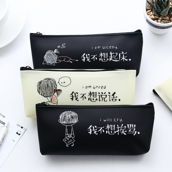 創意搞笑文字筆袋 矽膠鉛筆盒 文具收納袋