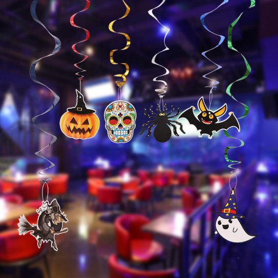 萬聖節必備 派對裝飾圖案吊飾6件組 南瓜女巫造型吊飾