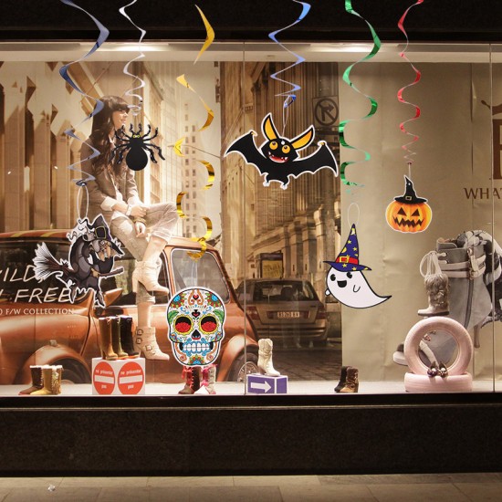 萬聖節必備 派對裝飾圖案吊飾6件組 南瓜女巫造型吊飾