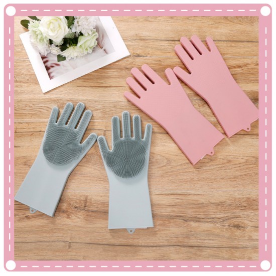 防滑耐磨矽膠廚房洗碗手套 魔術家務必備手套 洗碗刷手套