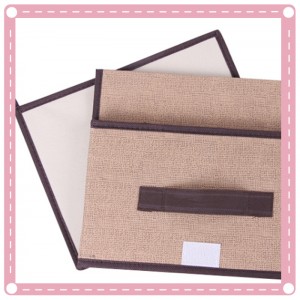 仿棉麻無紡布收納箱2件組 摺疊收納箱 整理箱