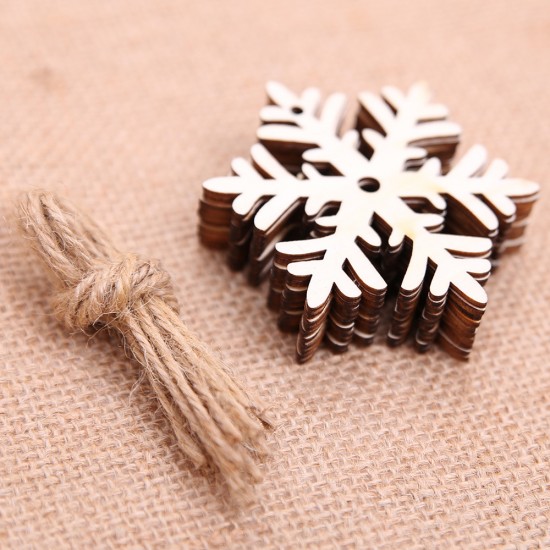 聖誕節必備 聖誕樹創意木質吊飾 麻繩小吊飾 聖誕裝飾用品 10片裝