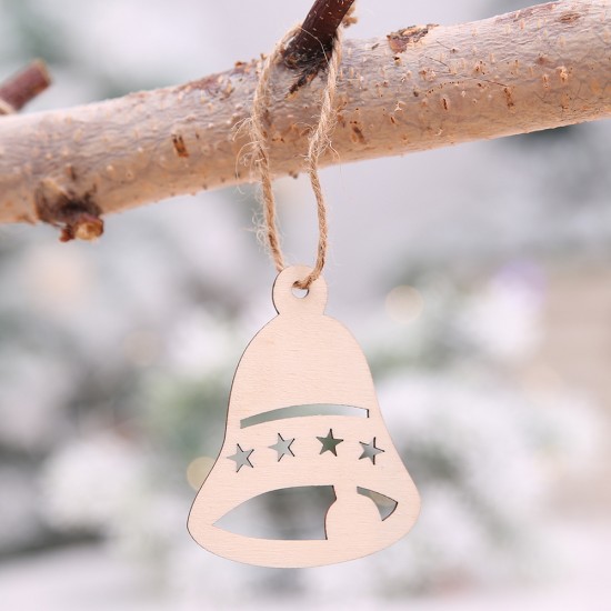 聖誕節必備 聖誕樹創意木質吊飾 麻繩小吊飾 聖誕裝飾用品 10片裝