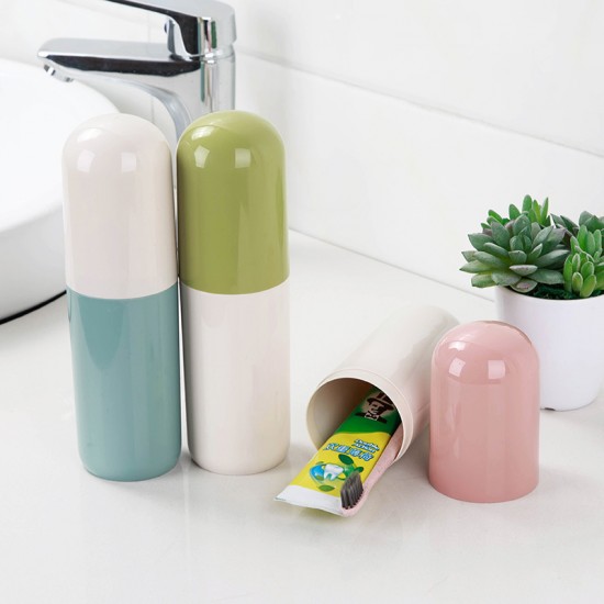 創意藥丸造型牙刷牙膏收納盒 旅行必備牙刷盒 漱口杯