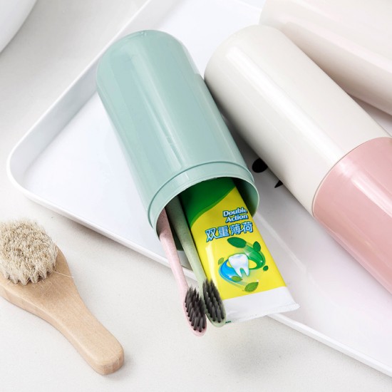 創意藥丸造型牙刷牙膏收納盒 旅行必備牙刷盒 漱口杯