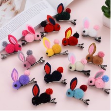 可愛毛絨立體小兔子髮夾髮圈 創意立體髮飾