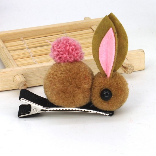 可愛毛絨立體小兔子髮夾髮圈 創意立體髮飾