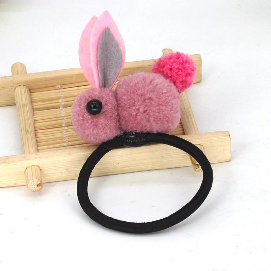 可愛毛絨立體小兔子髮夾髮圈 創意立體髮飾