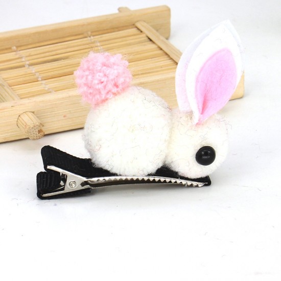 可愛毛絨立體小兔子髮夾髮圈 創意立體髮飾
